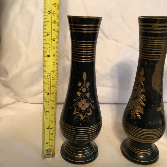 Black and brass vintage vases 3 - Picture 2 of 12